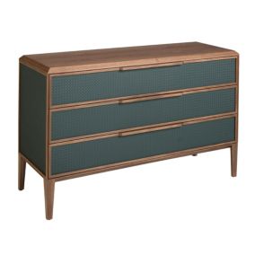 Commode moderne en PVC vert foncé et pieds en noyer naturel