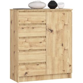 commode nauli 1 porte 5 tiroirs 97x35x80 cm bois artisan