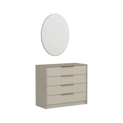 Commode Nepartak, Commode polyvalente, Commode de chambre, Meuble avec tiroirs, 100x45 h85 cm, Ciment