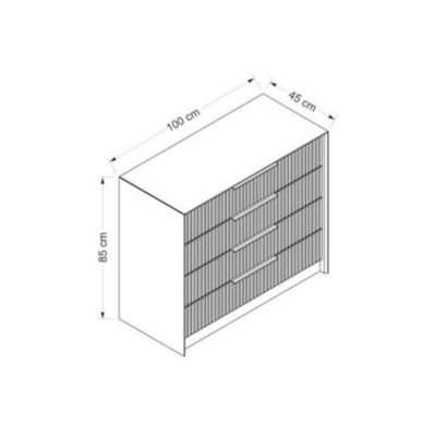 Commode Nepartak, Commode polyvalente, Commode de chambre, Meuble avec tiroirs, 100x45 h85 cm, Ciment