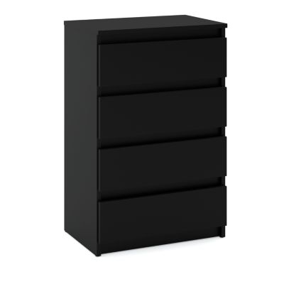 Commode NOIRE  avec 4 tiroirs 60 cm - Meuble TV, armoire pour salon ou chambre