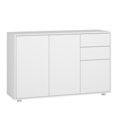 Commode Paarl 74 x 117 x 36 cm avec 3 portes blanc mat en.casa
