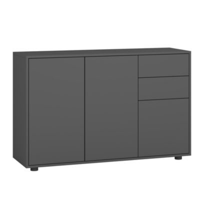 Commode Paarl 74 x 117 x 36 cm avec 3 portes gris foncé mat en.casa