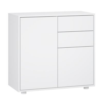Commode Paarl 74 x 79 x 36 cm avec 2 portes blanc mat en.casa