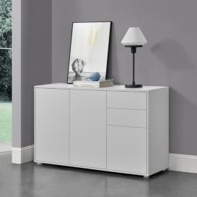 Commode Paarl avec 2 Tiroirs 3 Portes 74 x 117 x 36 cm Blanc Mat en.casa