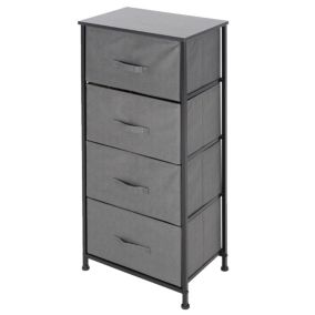 Commode penderie étagère avec 4 tiroirs tissu cadre noir 45x30x94 cm ML-DESIGN