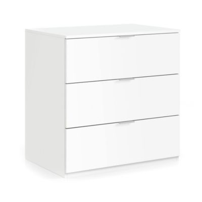 Commode Rea, Commode moderne avec 3 tiroirs, Commode basse pour la chambre, Armoire à tiroirs, 77x38h80 cm, Blanc