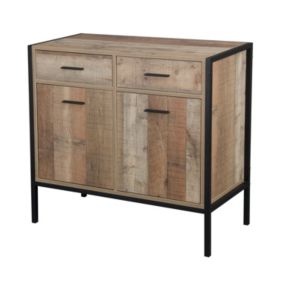 Commode Riverside - 2 tiroirs et 2 portes - Largeur 84 cm - Métal et Bois