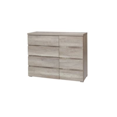 Commode ROMI  4 tiroirs et 1 porte  Coloris chene dab canyon  L110 x P43,5 x H87,5 cm  Chambre adulte