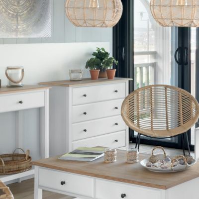 Commode "Solen" bois blanc 5 tiroirs - ATMOSPHERA CREATEUR D'INTERIEUR