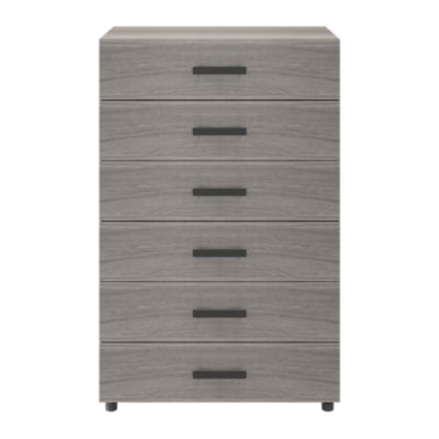 Commode sur pieds effet chêne grisé 6 tiroirs GoodHome Atomia H. 112,5 x L. 75 x P. 45 cm