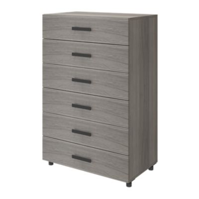 Commode sur pieds effet chêne grisé 6 tiroirs GoodHome Atomia H. 112,5 x L. 75 x P. 45 cm