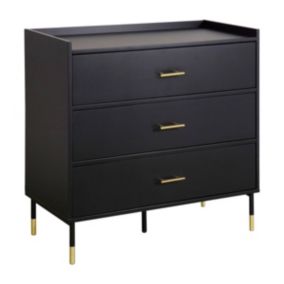 Commode "Tedy" - 3 tiroirs - bois et métal - noir - Atmosphera