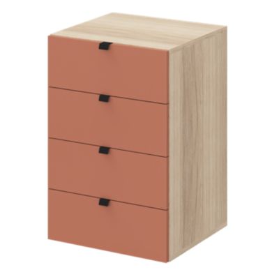 Commode terracotta et effet chêne avec 4 tiroirs GoodHome Atomia H. 75 ...