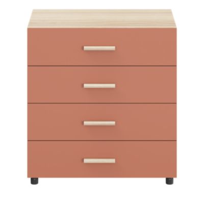 Commode terracotta et effet chêne avec 4 tiroirs GoodHome Atomia H. 75 ...