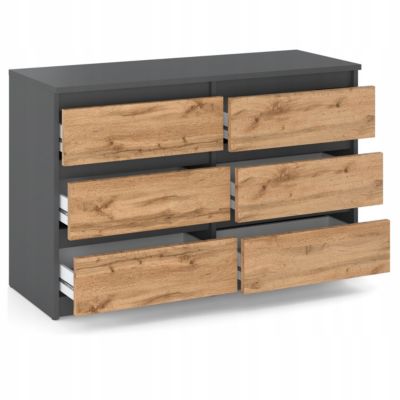 COMMODE À TIROIRS 100 CM GRIS CHÊNE WOTAN - MEUBLE MODERNE, SPACIEUX, STYLE LOFT