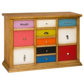 Commode à Tiroirs Arlequin, Multicouleur, Bois, 118x37,5x87,5 cm, EPIKASA