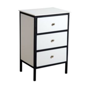 Commode tiroirs en bois et métal 3 tiroirs