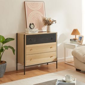 Commode Tysnes 80 x 80 x 40 cm effet chêne noir en.casa