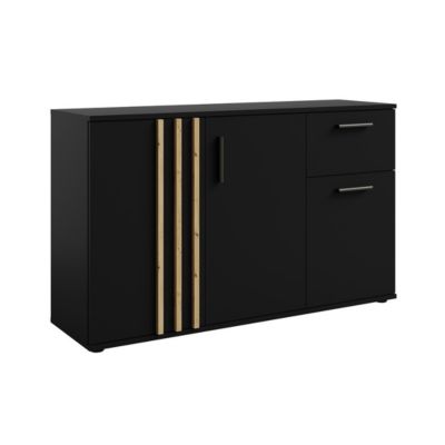 Commode VARIA - 3 portes et 1 tiroir - Design moderne coloris noir et chene Artisan