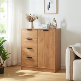 Commode Varkaus  90 x 80 x 40 cm effet chêne en.casa