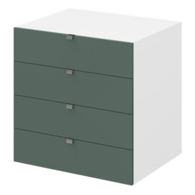 Commode vert forêt et blanc avec 4 tiroirs GoodHome Atomia H. 75 x L. 75 x P. 58 cm