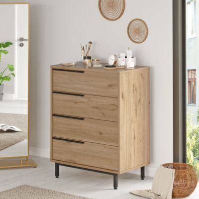 Commode Vesanto 95 x 75 x 45 cm effet chêne noir en.casa