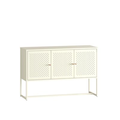 Commode Viitasaari 120 x 40 x 80 cm acier blanc crème en.casa