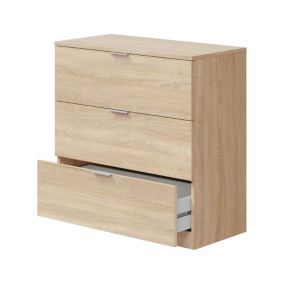 Commode Whittier, Commode de chambre à coucher, Commode avec 3 tiroirs, 77x38h80 cm, Chêne