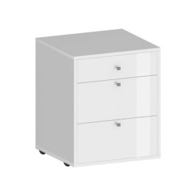 Commode Yorgos, Commode de chambre à coucher, Commode avec 3 tiroirs, 47x45h61 cm, Blanc
