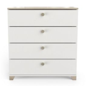 Commodes 4 tiroirs décor chêne kronberg et blanc - L79,7 cm