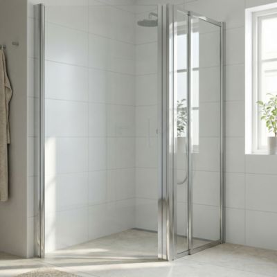 Complément d'ouverture l.40 x H.195 cm, verre transparent, profilés aluminium chrome, GoodHome Ledava