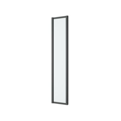 Complément d'ouverture l.40 x H.195 cm, verre transparent, profilés aluminium noir, GoodHome Ledava