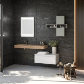 Composition de salle de bain suspendue avec lavabo hpl 100 cm et tiroir 80 cm - diamante