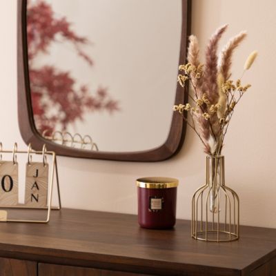 Composition fleurs séchées automne métal doré rose H40cm - Atmosphera Créateur d'intérieur