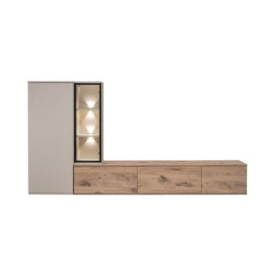 Composition murale CALIRE  Meuble TV et rangements suspendus  Chene Vicking et Cashmere