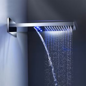 Composition thermostatique de douche led à encastrer chrome, Roma