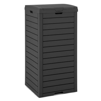 Composteur 118L Poubelle Extérieur avec Couvercle Rabattable et Bac égouttement Extractible pour Terrasse Cour Arrière Noir