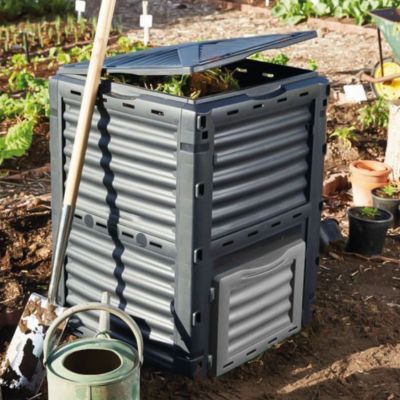 Composteur, bac, poubelle à compost de jardin - 300 L - Noir et Gris - Linxor