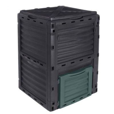 Composteur, bac, poubelle à compost de jardin - 300 L - Noir et Vert - Linxor