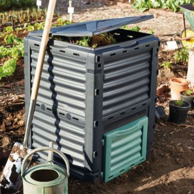 Composteur, bac, poubelle à compost de jardin - 300 L - Noir et Vert - Linxor