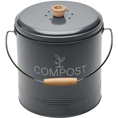 Composteur de cuisine en métal avec filtre et seau en platique 8 litres