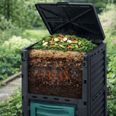 Composteur de jardin 300 L - 83 x 61 x 61 cm en plastique, Polypropylène