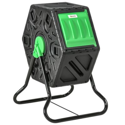 Composteur de jardin 65L - bac à compost pour déchets - rotatif 360 degrés - acier PP noir vert