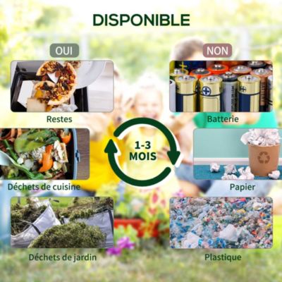 Composteur de jardin - bac à compost pour déchets - rotatif 360 degrés - double chambre 130 L - acier PP vert noir