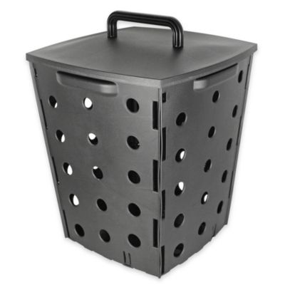 Composteur de jardin FISHTEC 17L bac déchets organiques couvercle gris 35x28 cm