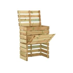 Composteur Jardin en Bois de Pin + Couvercle Ouvert Imprégné 80x50x100 cm - Bac à Compost pour Déchets de Jardin ou Cuisine