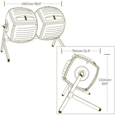 Composteur Lifetime 380L noir H.111 x l.144 cm