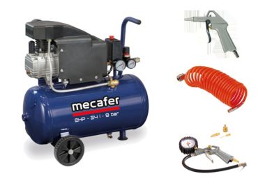 Compresseur 24 litres 2 HP pression maxi 8 bar Mecafer