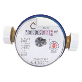 Compteur d'eau jet unique eau froide calibre 15 mâle/ mâle 20/27 laiton Somatherm for you